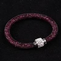 Stardust Rhinestone Crystal Beads Net Mesh Magnetic Snap Bracelet Bangle Hot