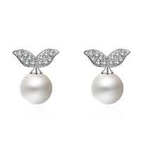 Stud Earrings Hypoallergenic Imitation Pearl Leaf Silver Jewelry For Party Gift Valentine 1 pair