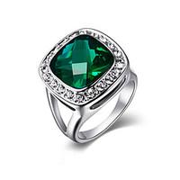 Statement Rings Crystal Imitation Emerald Alloy Fashion Silver Golden Jewelry Party 1pc