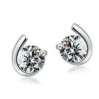 Stud Earrings Sterling Silver Zircon Cubic Zirconia Screen Color Jewelry 2pcs