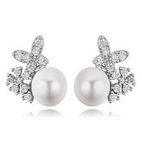 Stud Earrings Pearl Pearl Zircon Cubic Zirconia Alloy Natural Jewelry Gold Silver Rose Gold Jewelry Daily 1 pair