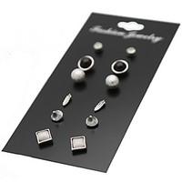 Stud Earrings Euramerican Fashion Alloy Round Jewelry For Party Daily 1set