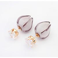 Stud Earrings Zircon Acrylic Alloy Fashion Gray Purple Red Blue Pink Jewelry Wedding Party Daily 1 pair