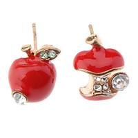 Stud Earrings Imitation Diamond Cute Style Simulated Diamond Alloy Apples Red Green Jewelry For Daily