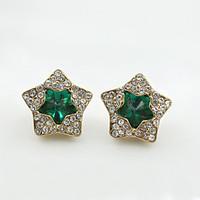 Stud Earrings Crystal Rhinestone Gold Plated Simulated Diamond 18K gold Fashion Black Green Blue Jewelry 2pcs