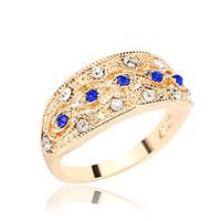 statement rings simulated diamond alloy fashion simple style blue jewe ...