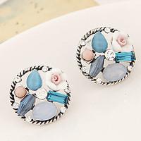 Stud Earrings Gemstone Fashion Vintage Flower Rainbow Jewelry Party Daily Casual 1 pair