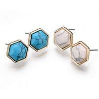Stud Earrings Alloy Fashion Geometric White Blue Jewelry Daily Casual 1pc