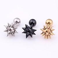 Stud Earrings Stainless Steel Double Sided Punk Black Silver Golden Jewelry Daily Casual Sports 1 pair