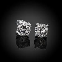 stud earrings zircon cubic zirconia copper silver plated simulated dia ...