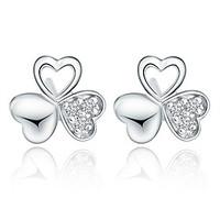 Stud Earrings Sterling Silver Heart Screen Color Jewelry 2pcs