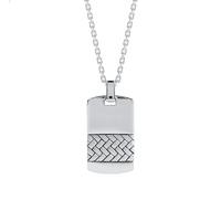 sterling silver woven dog tag necklace