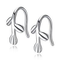 stud earrings unique design platinum plated leaf silver jewelry for we ...