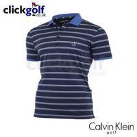 Stripe Performance Polo Golf Shirt - Black/Blue
