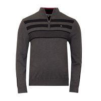 Stripe Block Lined Sweater Charcoal