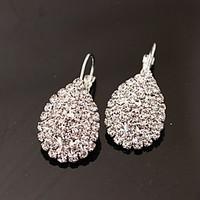 Stud Earrings Drop Earrings Rhinestone Simulated Diamond Alloy Fashion Oval Drop Silver Jewelry Party Daily 1 pair