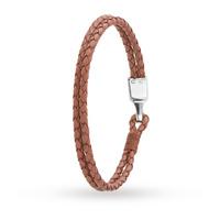 Steel Brown Double Row Leather Bracelet