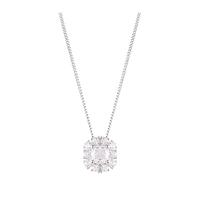 Sterling Silver Cubic Zirconia Cushion Cut Halo Pendant