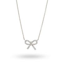 Sterling Silver Cubic Zirconia Bow Necklace