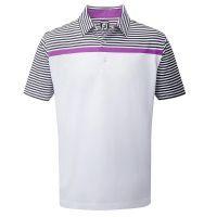 Stretch Lisle Engineered Stripe White/Navy/Orchid