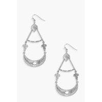 Statement Chandelier Boho Earrings - silver