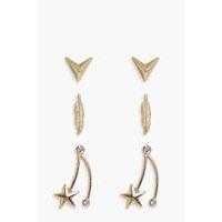 star feather arrow earring 3 pack gold