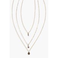 star moon double layered necklace gold