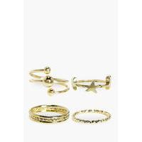 Star & Textured Ring Pack - gold