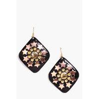 Star And Round Studded Earrings - black