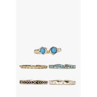 Stone Detail Ring Pack - gold