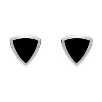 Sterling Silver Whitby Jet Small Curved Triangle Stud Earrings