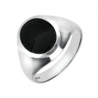 Sterling Silver Whitby Jet Medium Oval Signet Ring