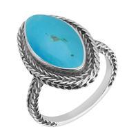 sterling silver turquoise marquise foxtail ring