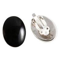 Sterling Silver And Whitby Jet Oval Clip On Earrings
