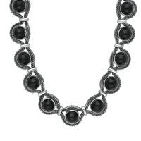Sterling Silver Whitby Jet Seventeen Stone Foxtail Necklace