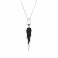 Sterling Silver Whitby Jet Toscana Pear Drop Necklace