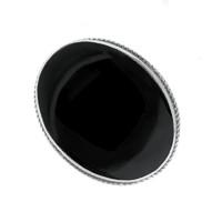 Sterling Silver Whitby Jet Large Oval Stone Statement Ring