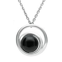 Sterling Silver Whitby Jet Small Swirl Necklace