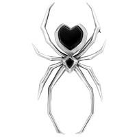 Sterling Silver Whitby Jet Unique Gothic Spider Brooch