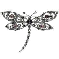 Sterling Silver Blue John Marcasite Five Stone House Style Dragonfly Brooch