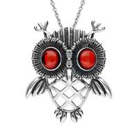 Sterling Silver Baltic Amber Owl Necklace