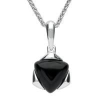 Sterling Silver Whitby Jet Framed Triangle Necklace