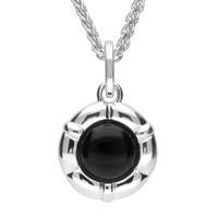 Sterling Silver Whitby Jet Ridged Round Necklace