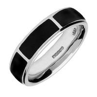 STERLING SILVER WHITBY JET 1MM GAP CHANNEL 6MM WEDDING BAND RING
