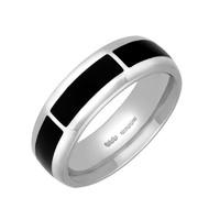 Sterling Silver Whitby Jet 1mm Gap Channel 8mm Wedding Band Ring