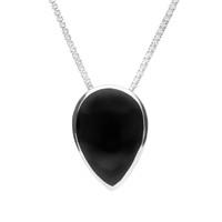 Sterling Silver Whitby Jet Upside Down Pear Necklace
