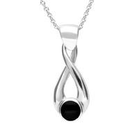 Sterling Silver Whitby Jet Twisted Loop Necklace