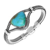 Sterling Silver Turquoise Large Triangle Foxtail Bracelet