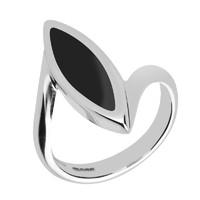 Sterling Silver Whitby Jet Toscana Marquise Twist Ring