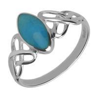 Sterling Silver Turquoise Marquise Celtic Ring